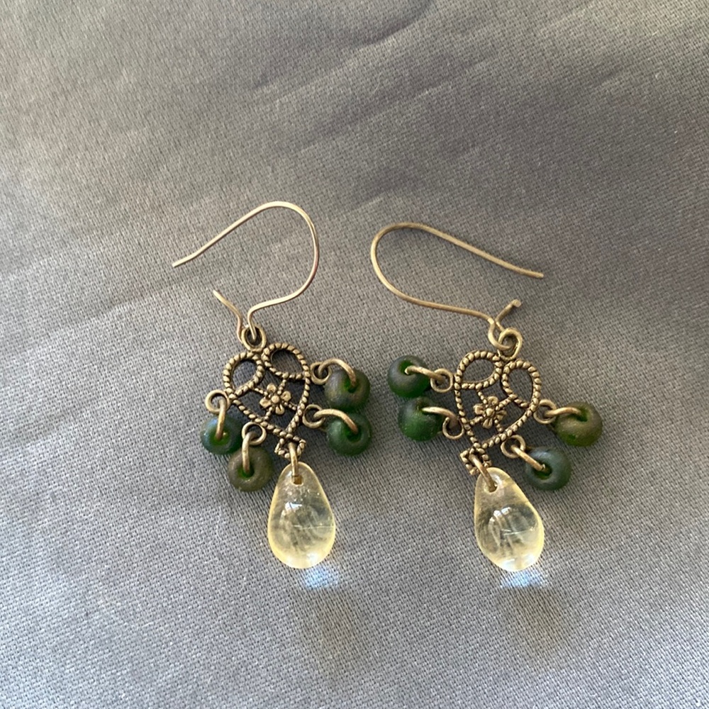 Light Dangle Clear Drop Earrings Secured Backs - image 1